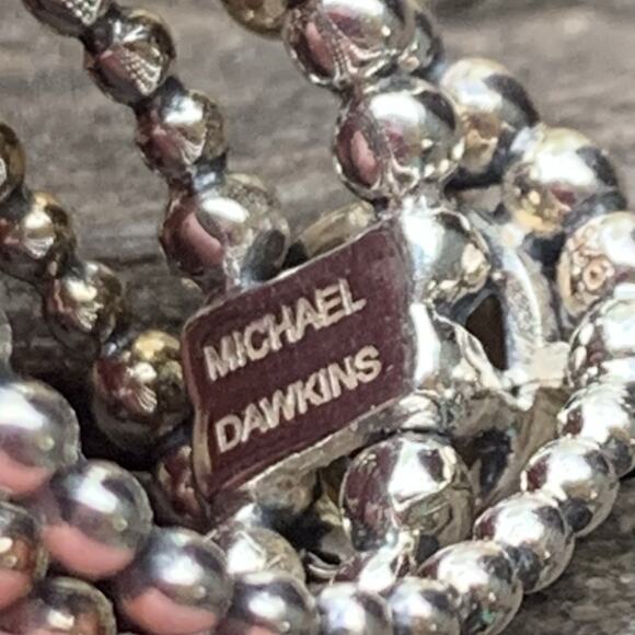 Michael Dawkings Ring Sterling Silver Caviar Bead w/ Yellow Sapp. Center Size 9 - Picture 5 of 8